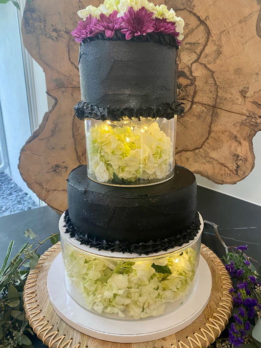 Tiered Cake with Tiered Flowers